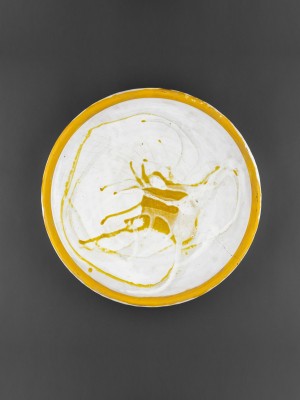 Csurgatott tál (sárga)